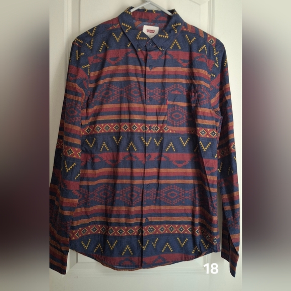 Levi's Mens Aztec Southwestern Long Sleeve Button Down Shirt Size M Western Coun - Picture 1 of 9